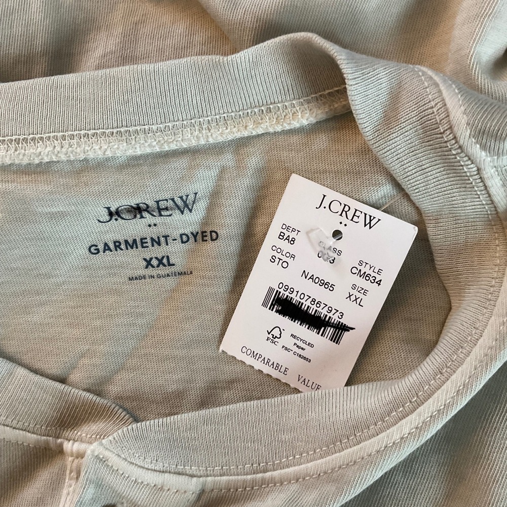 J.Crew Mens Garment-Dyed Long Sleeve Henley Tee Stone Beige CM634 XXL 2XL NWT - Picture 6 of 7